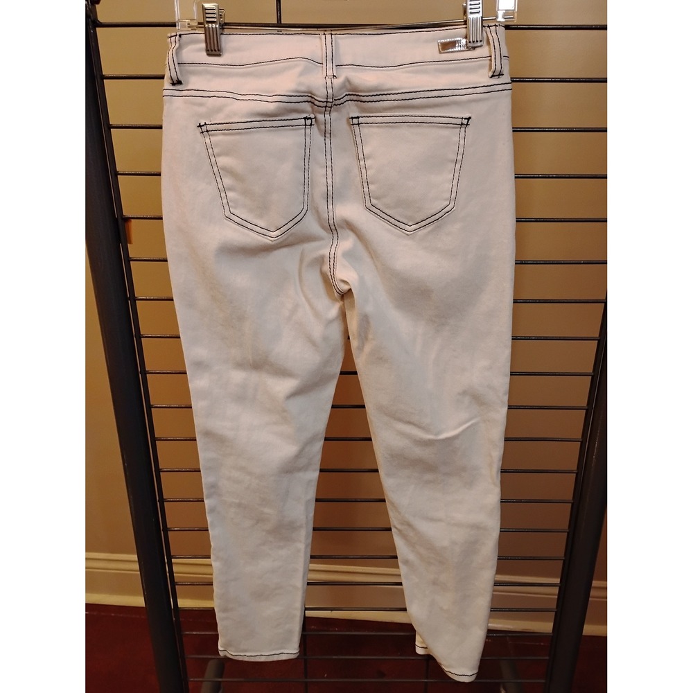 Almost Famous White High Rise Skinny Jeans Black Contrast Stitch Size 5 - Picture 2 of 7